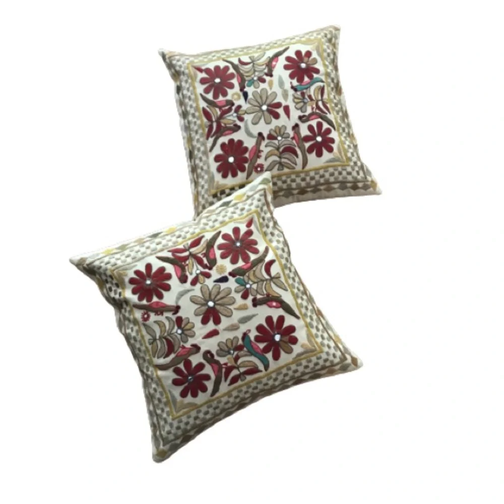 Pair of Pottery Barn 18”x18” Embroidered Throw Pillow Covers
